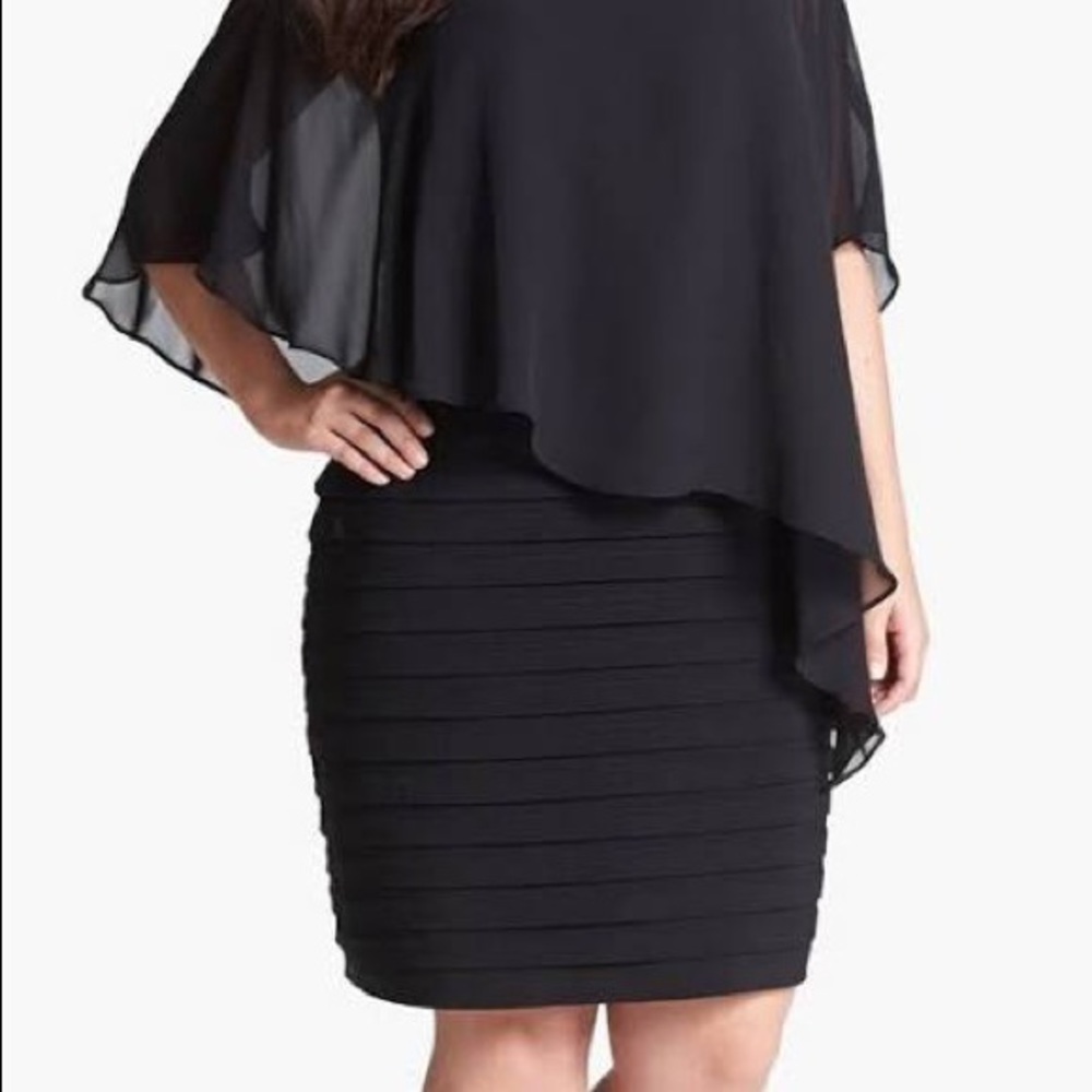 Adriana papell black dress with shawl - Picture 2 of 5